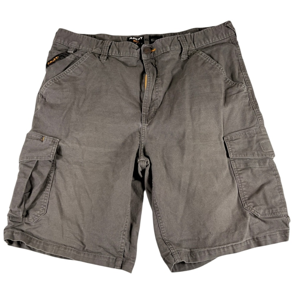 Ariat Rebar M4 Cargo Shorts Mens 38 Grey Relaxed Durable Workwear Outdoors